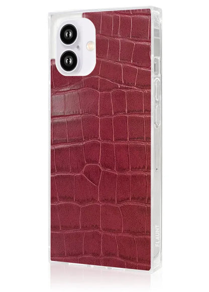 SQUARE® Burgundy Crocodile Faux Leather iPhone Case