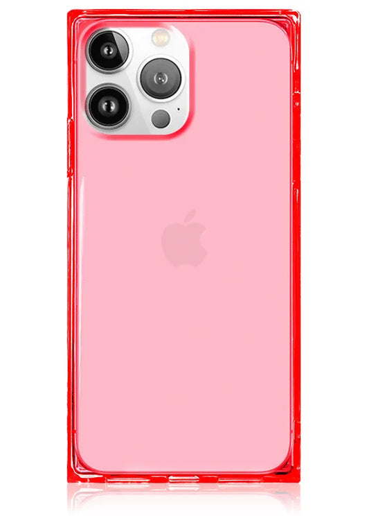 SQUARE® Clear Neon Pink iPhone Case