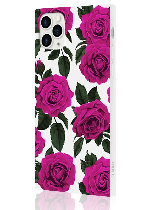 SQUARE® Fuchsia Rose Print iPhone Case