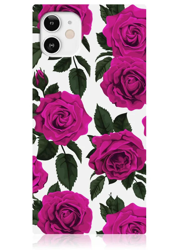 SQUARE® Fuchsia Rose Print iPhone Case