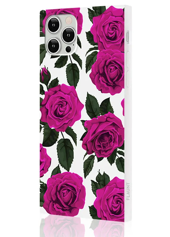 SQUARE® Fuchsia Rose Print iPhone Case