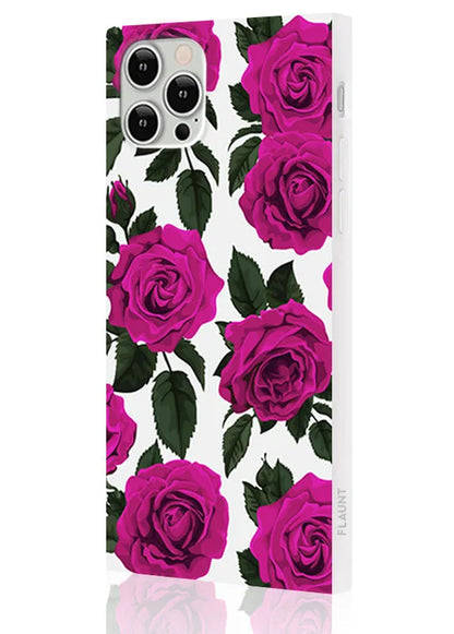 SQUARE® Fuchsia Rose Print iPhone Case