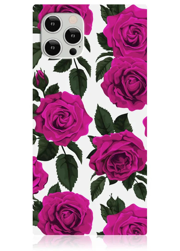 SQUARE® Fuchsia Rose Print iPhone Case