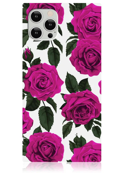 SQUARE® Fuchsia Rose Print iPhone Case