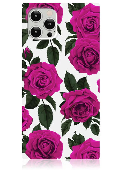 SQUARE® Fuchsia Rose Print iPhone Case