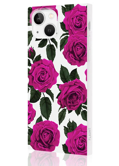 SQUARE® Fuchsia Rose Print iPhone Case