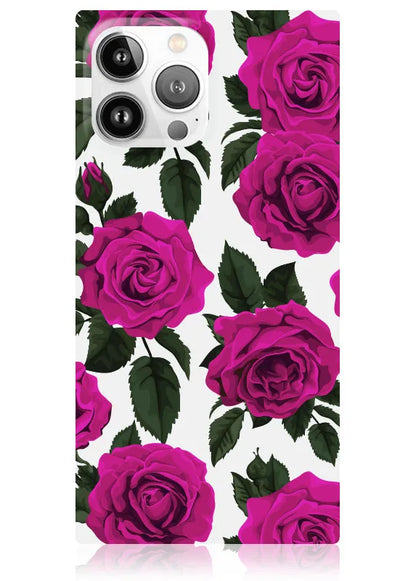 SQUARE® Fuchsia Rose Print iPhone Case