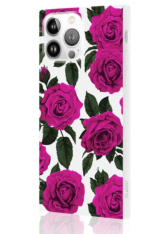 SQUARE® Fuchsia Rose Print iPhone Case