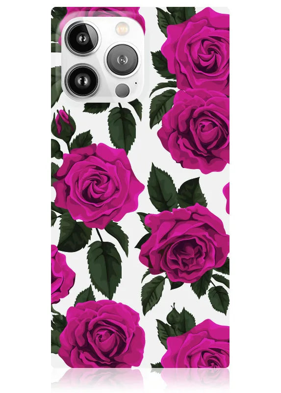 SQUARE® Fuchsia Rose Print iPhone Case