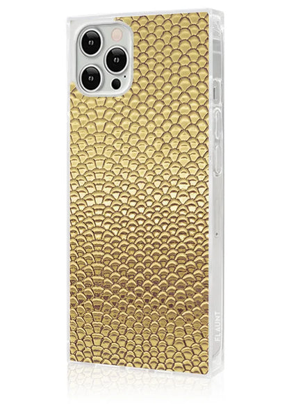 SQUARE® Gold Metallic Snakeskin Faux Leather iPhone Case