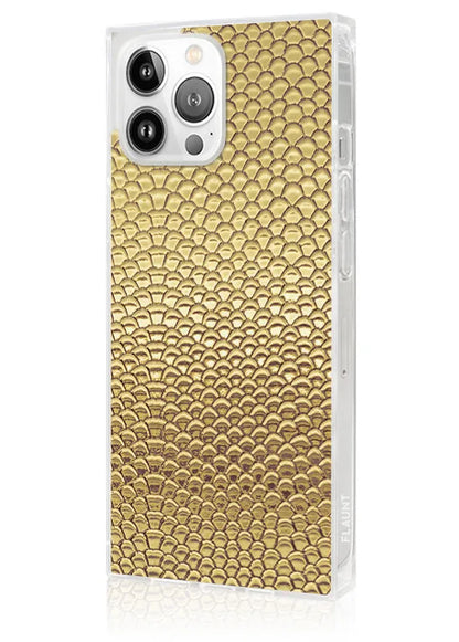 SQUARE® Gold Metallic Snakeskin Faux Leather iPhone Case