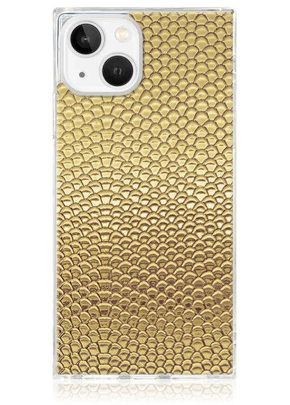 SQUARE® Gold Metallic Snakeskin Faux Leather iPhone Case