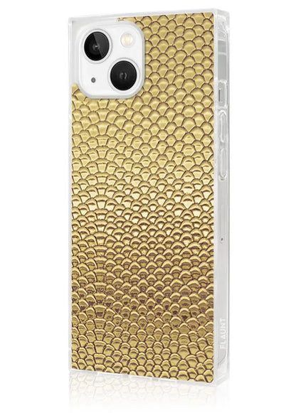 SQUARE® Gold Metallic Snakeskin Faux Leather iPhone Case