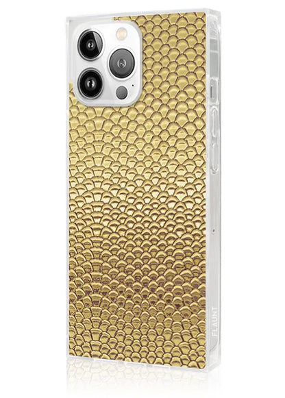SQUARE® Gold Metallic Snakeskin Faux Leather iPhone Case