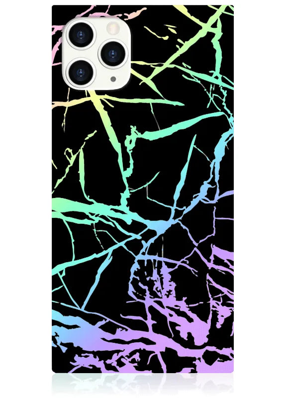 SQUARE® Holographic Black Marble iPhone Case