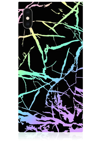 SQUARE® Holographic Black Marble iPhone Case