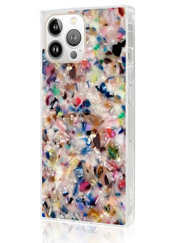 SQUARE® Rainbow Confetti Tortoise Shell iPhone Case