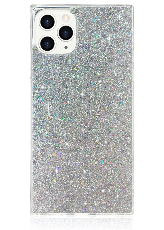 SQUARE® Silver Glitter iPhone Case