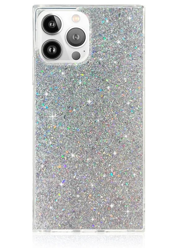 SQUARE® Silver Glitter iPhone Case