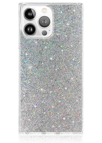 SQUARE® Silver Glitter iPhone Case
