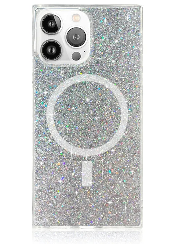SQUARE® Silver Glitter iPhone Case