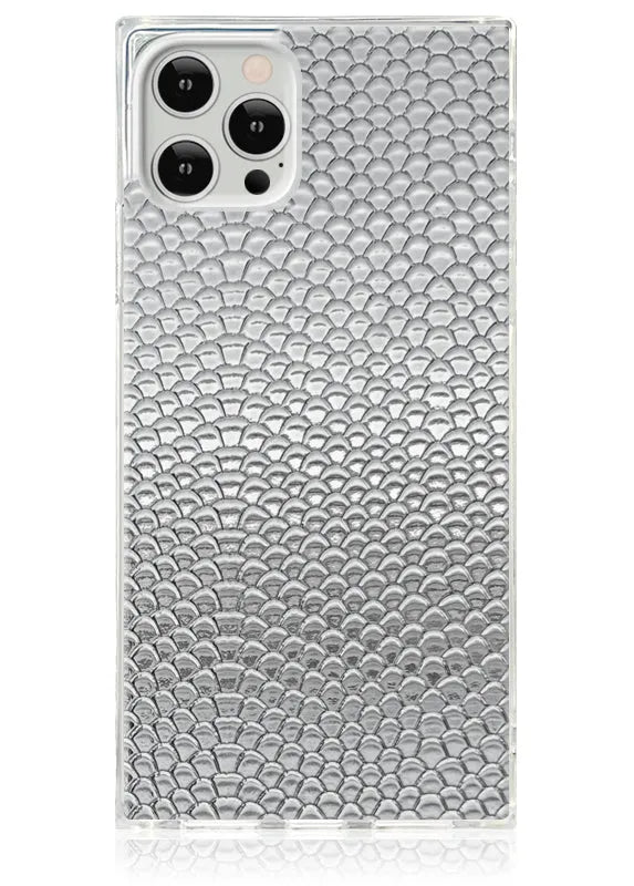 SQUARE® Silver Metallic Snakeskin Faux Leather iPhone Case