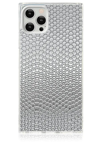 SQUARE® Silver Metallic Snakeskin Faux Leather iPhone Case