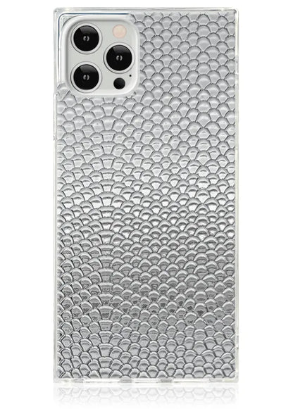 SQUARE® Silver Metallic Snakeskin Faux Leather iPhone Case