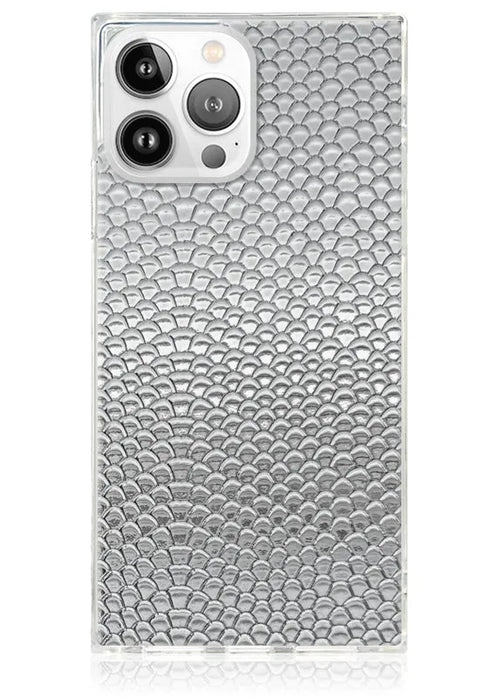 SQUARE® Silver Metallic Snakeskin Faux Leather iPhone Case