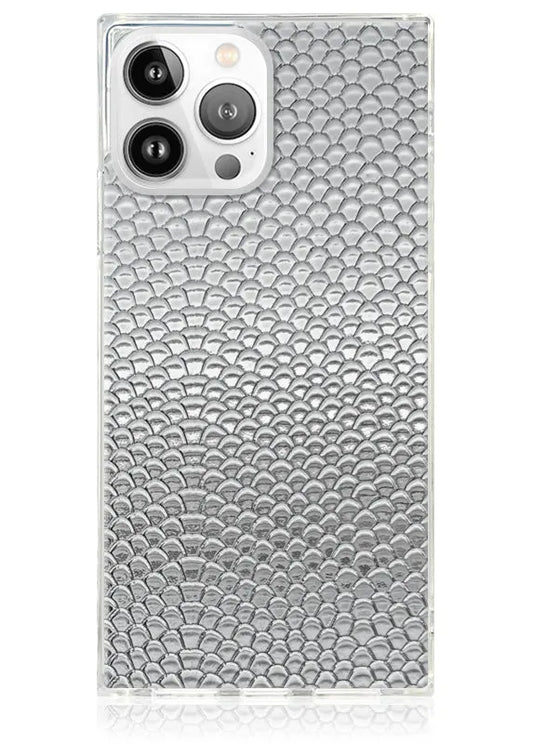 SQUARE® Silver Metallic Snakeskin Faux Leather iPhone Case