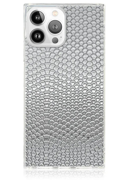 SQUARE® Silver Metallic Snakeskin Faux Leather iPhone Case