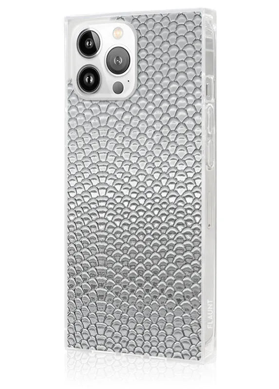 SQUARE® Silver Metallic Snakeskin Faux Leather iPhone Case