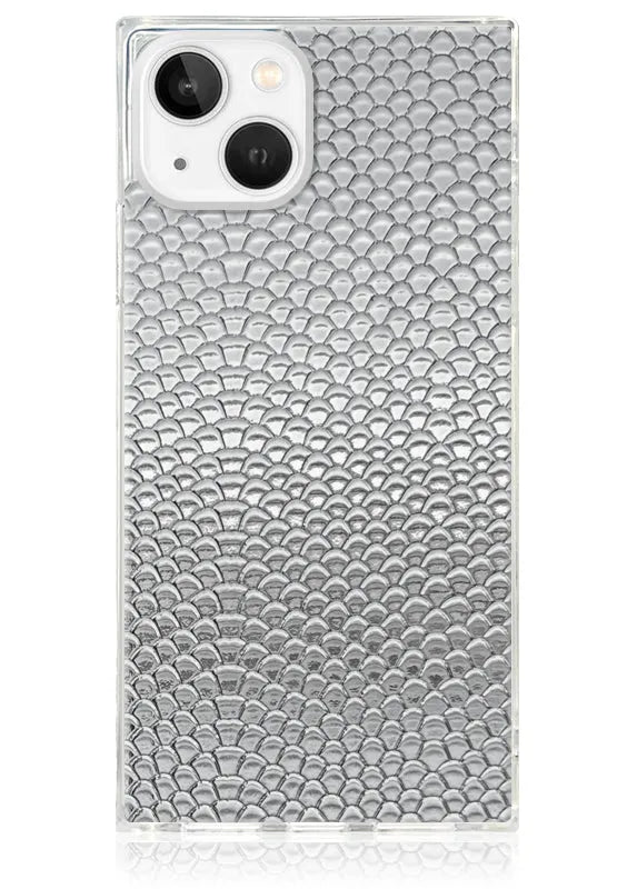 SQUARE® Silver Metallic Snakeskin Faux Leather iPhone Case