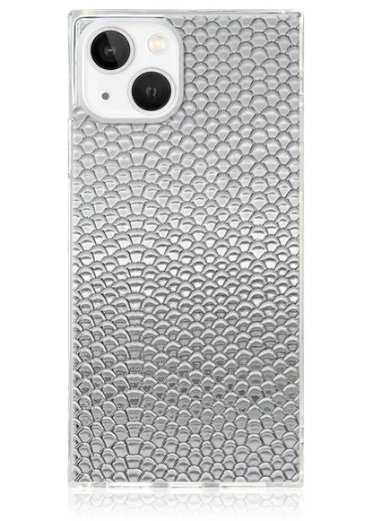 SQUARE® Silver Metallic Snakeskin Faux Leather iPhone Case