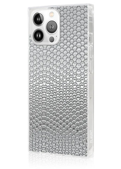SQUARE® Silver Metallic Snakeskin Faux Leather iPhone Case
