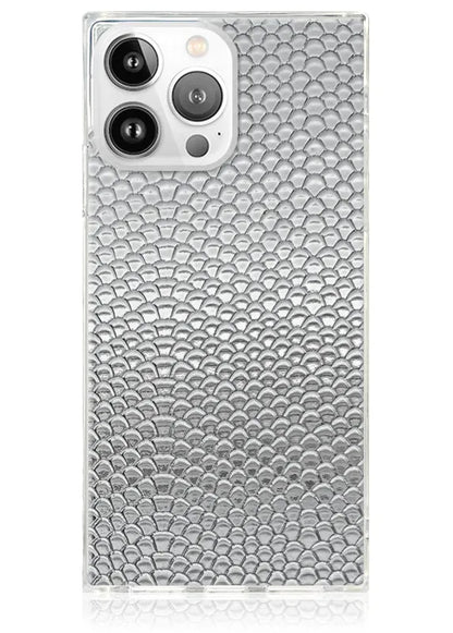 SQUARE® Silver Metallic Snakeskin Faux Leather iPhone Case