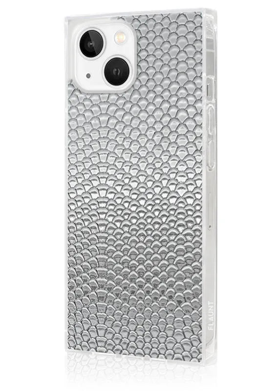SQUARE® Silver Metallic Snakeskin Faux Leather iPhone Case