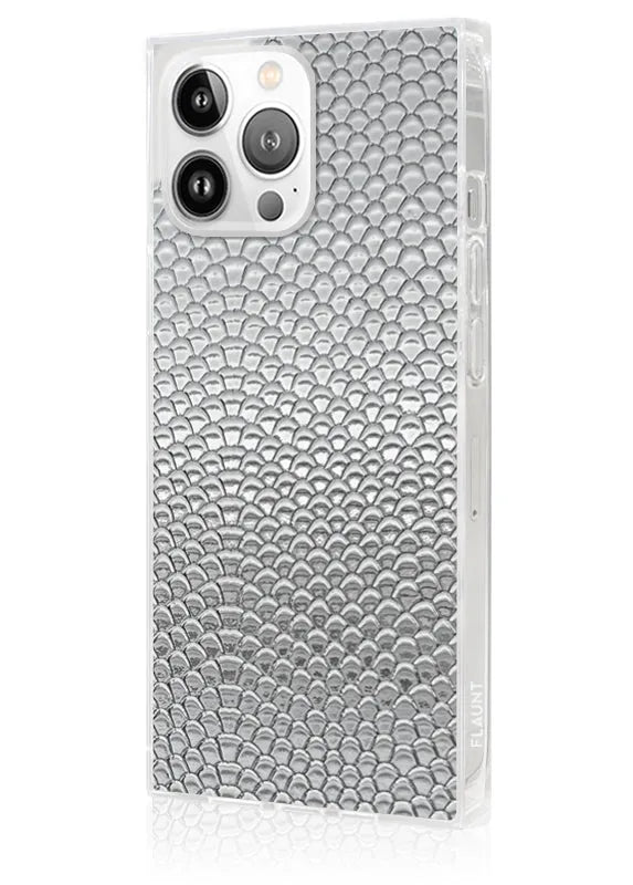SQUARE® Silver Metallic Snakeskin Faux Leather iPhone Case