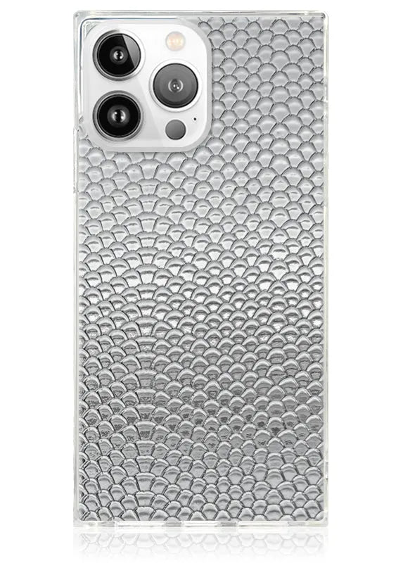 SQUARE® Silver Metallic Snakeskin Faux Leather iPhone Case
