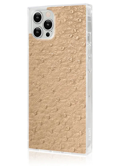 SQUARE® Tan Ostrich Faux Leather iPhone Case