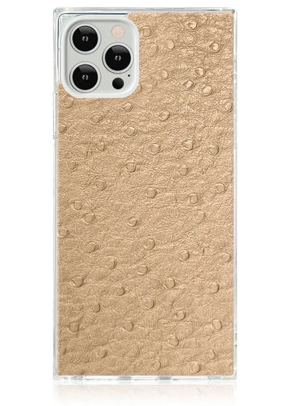 SQUARE® Tan Ostrich Faux Leather iPhone Case
