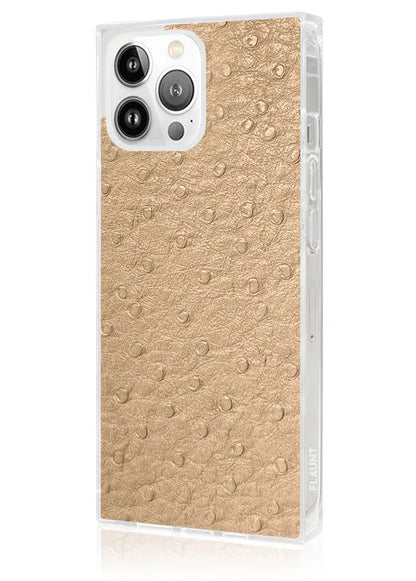 SQUARE® Tan Ostrich Faux Leather iPhone Case