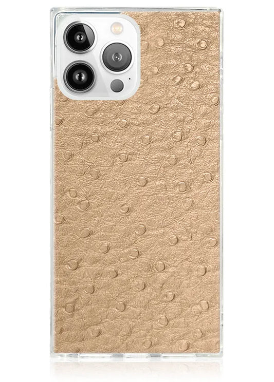 SQUARE® Tan Ostrich Faux Leather iPhone Case