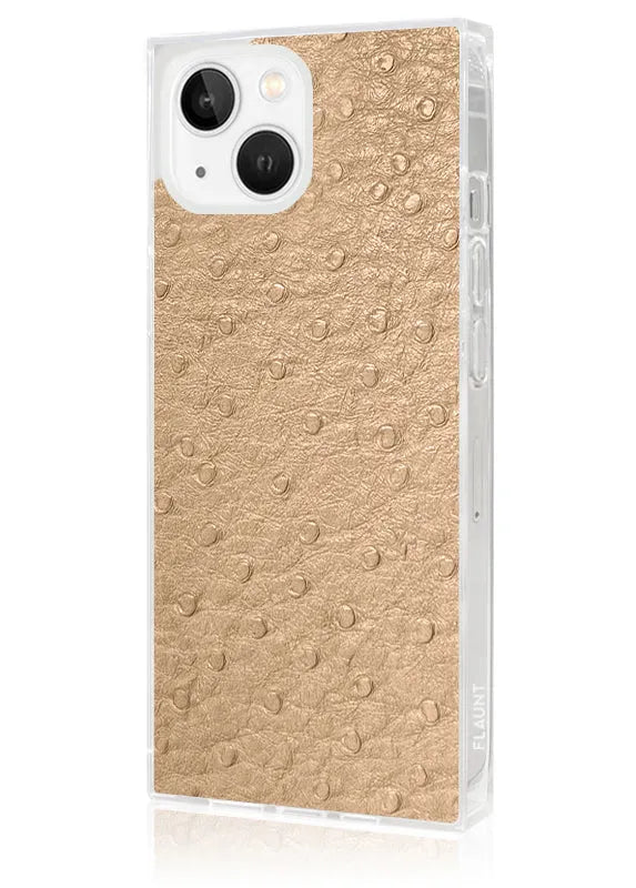 SQUARE® Tan Ostrich Faux Leather iPhone Case