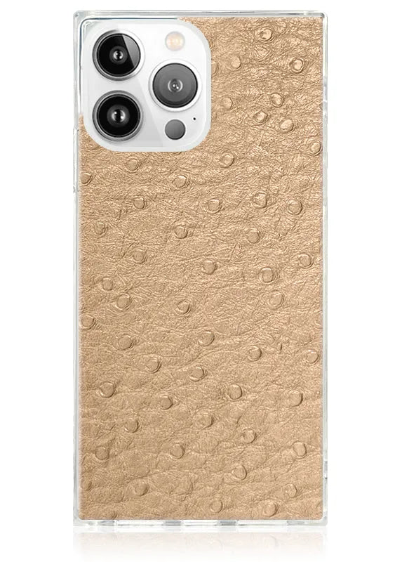 SQUARE® Tan Ostrich Faux Leather iPhone Case
