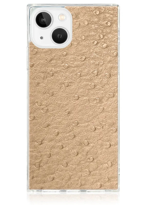 SQUARE® Tan Ostrich Faux Leather iPhone Case