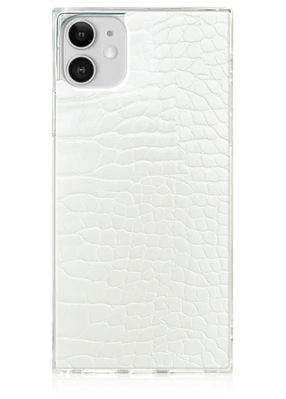 SQUARE® White Crocodile Faux Leather iPhone Case