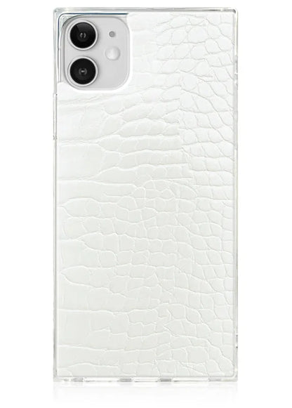 SQUARE® White Crocodile Faux Leather iPhone Case