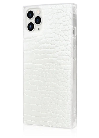 SQUARE® White Crocodile Faux Leather iPhone Case