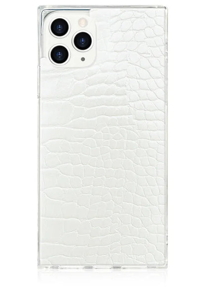SQUARE® White Crocodile Faux Leather iPhone Case